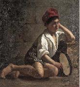 Julia Beck Boy with tamburin oil painting